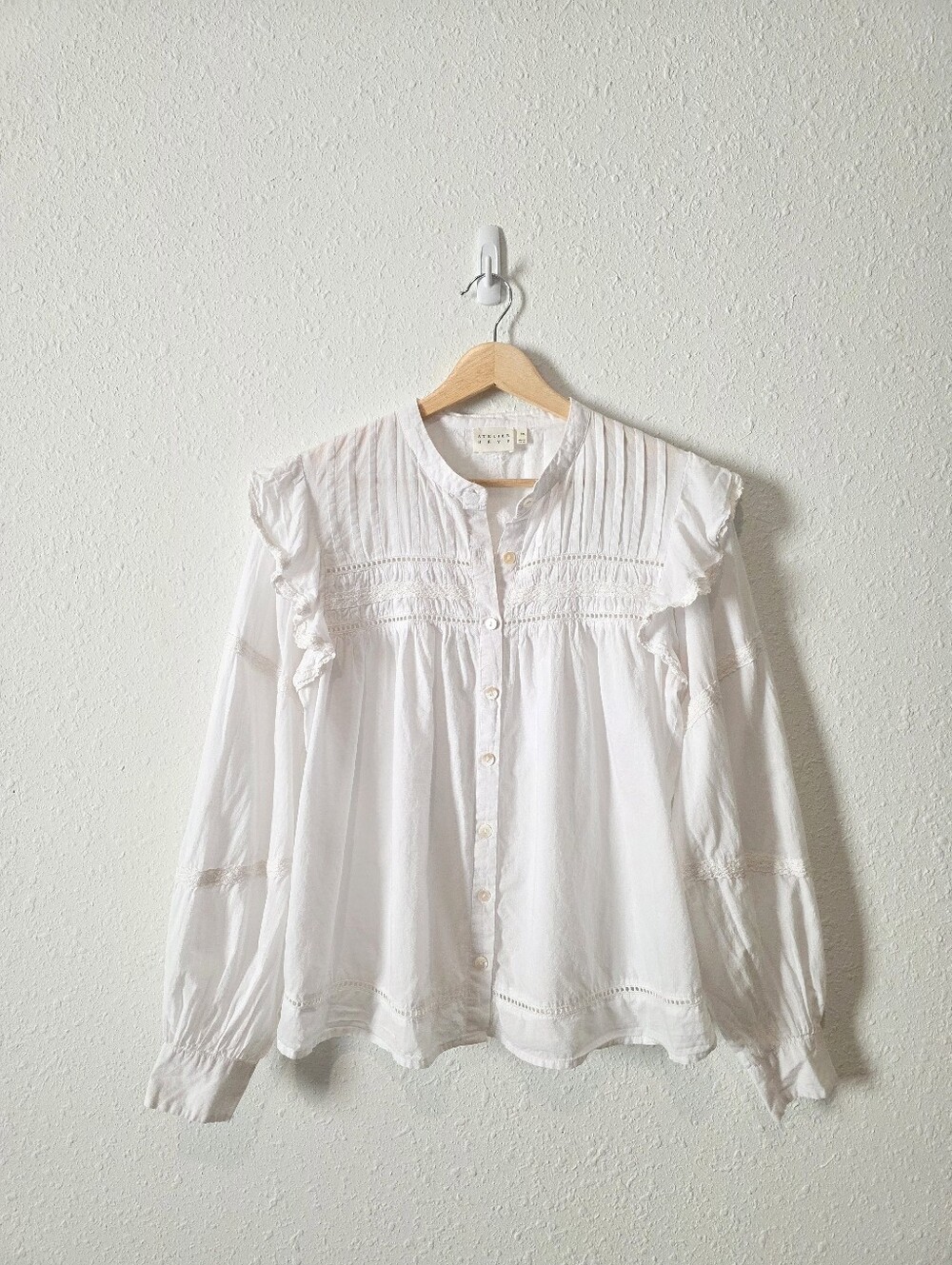 Atelier Reve White Puff Sleeve Cottage Blouse XS/S